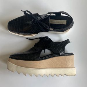 Stella McCartney Black Faux Croc Platform Shoes 38